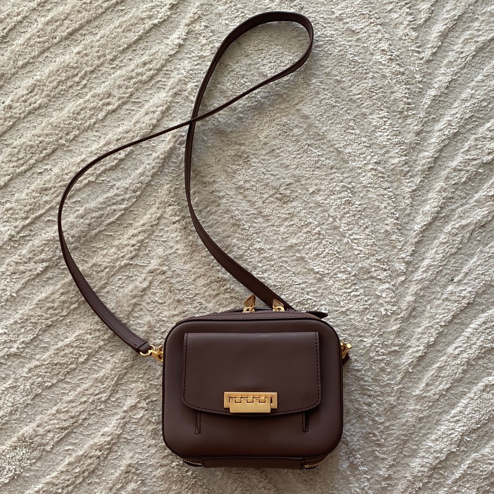 Zac Posen Dark Brown Crossbody Bag with Gold Detail